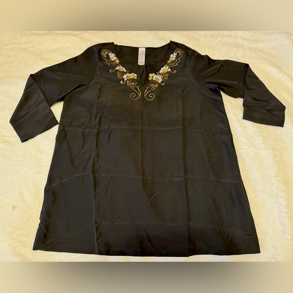 Embezzled Black Cozy Blouse Lg